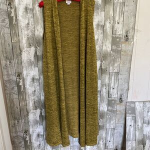 NWT LulaRoe joy duster cardigan, yellow and black sleeveless L